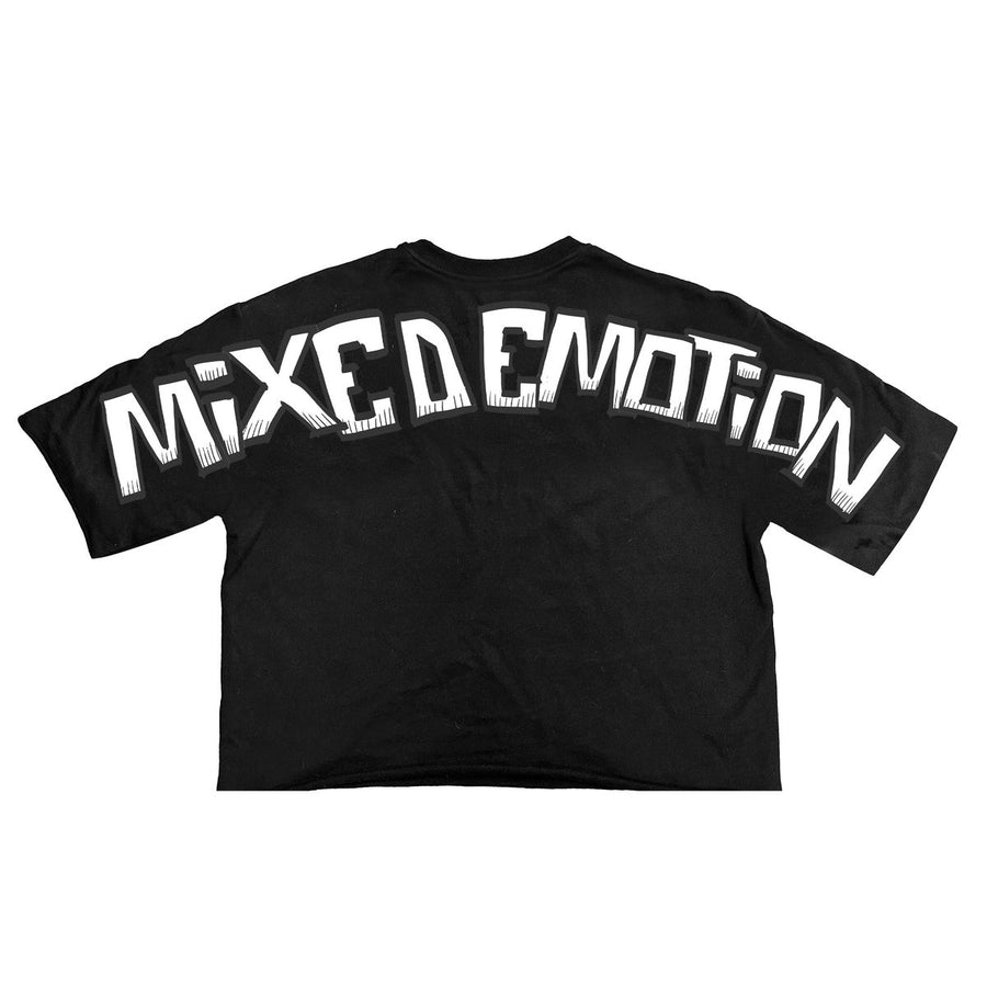Mixed Emotion Black Monster Cropped T-Shirt