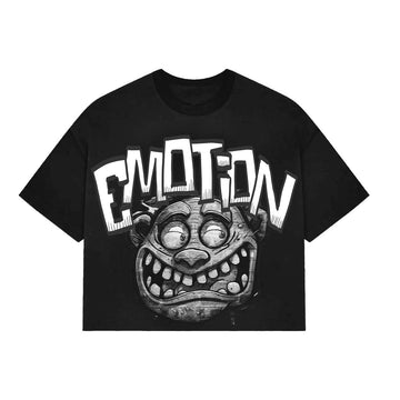 Mixed Emotion Black Monster Cropped T-Shirt