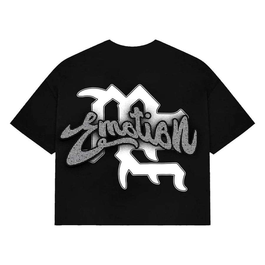 Mixed Emotion Black Cupid Rhinestone Cropped Tee