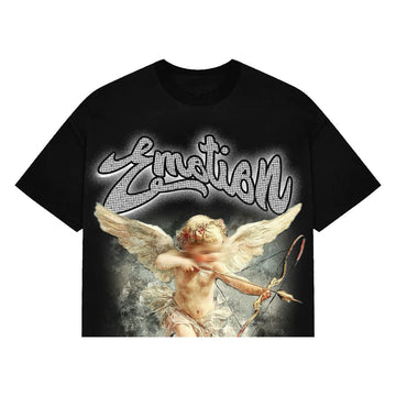 Mixed Emotion Black Cupid Rhinestone Cropped Tee