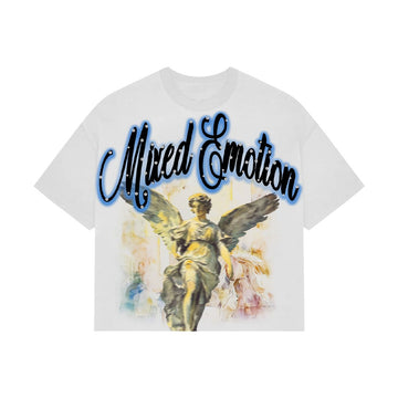 Mixed Emotion Statue Rhinestone Tee (White/Blue)