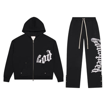 Godspeed OG Logo Sweatsuit V2 (Black Wash/Silver Satin)