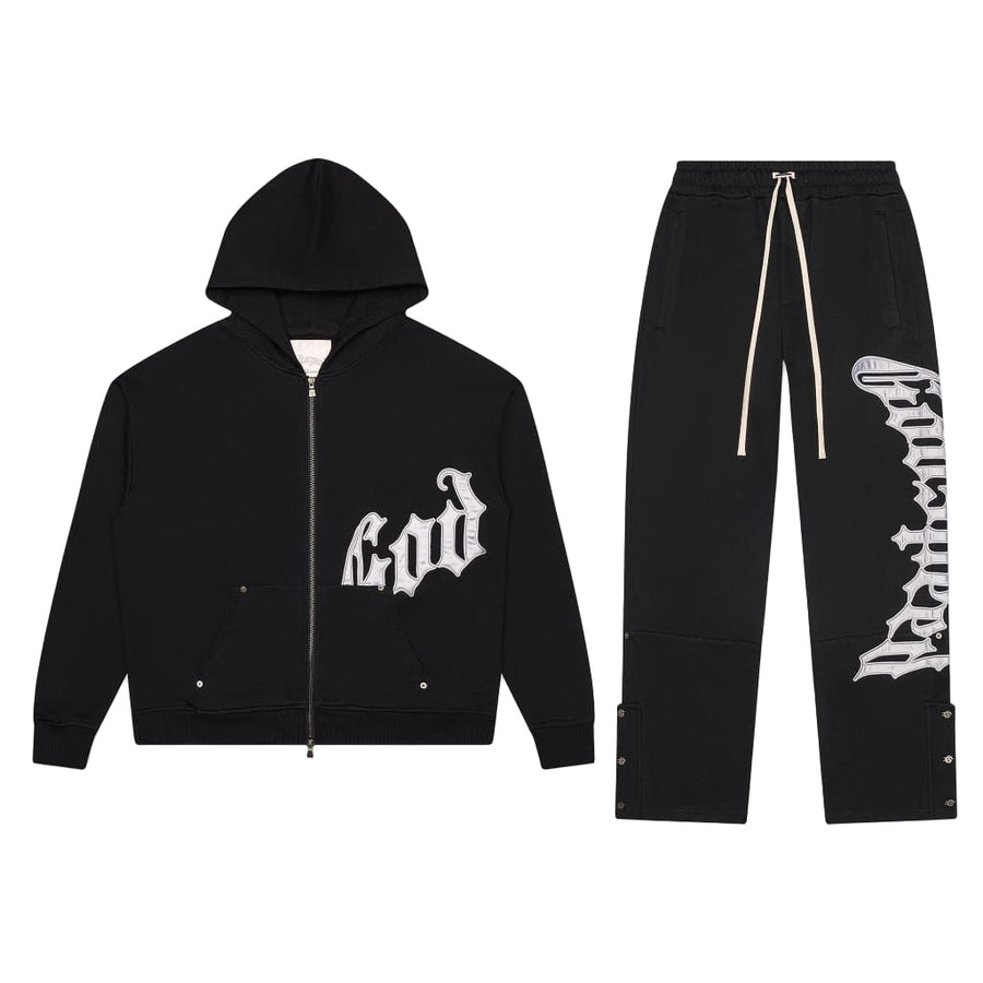 Godspeed OG Logo Sweatsuit V2 (Black Wash/Silver Satin)