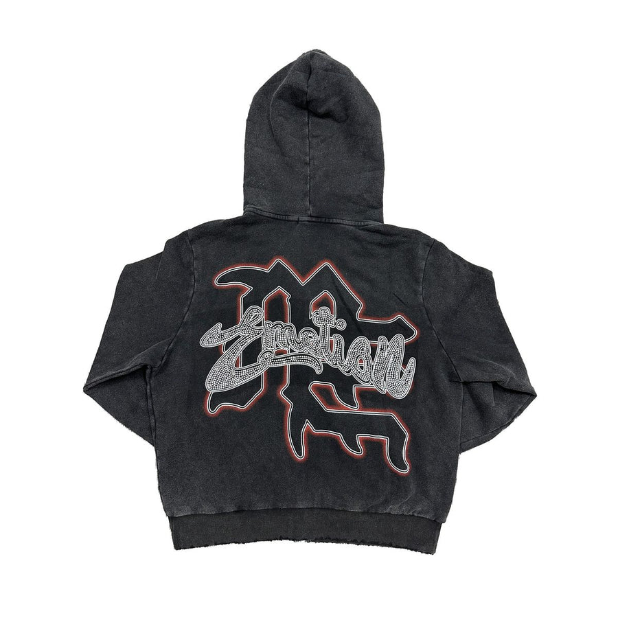 Mixed Emotion Rhinestone Hoodie (Acid Wash)