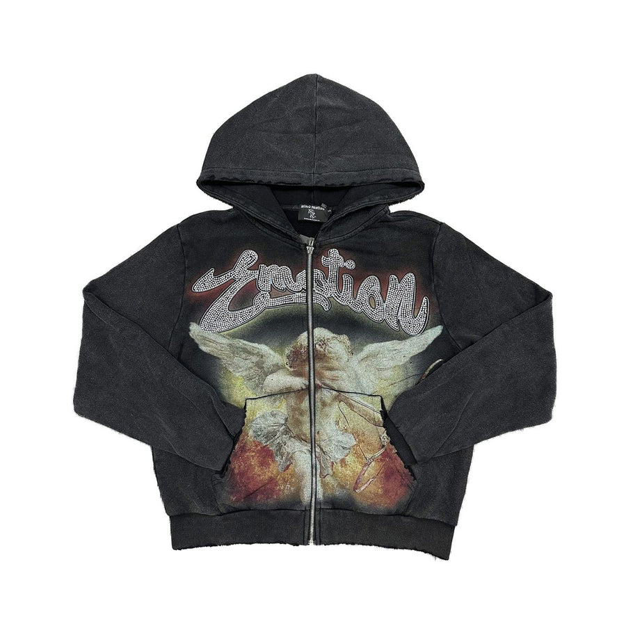 Mixed Emotion Rhinestone Hoodie (Acid Wash)