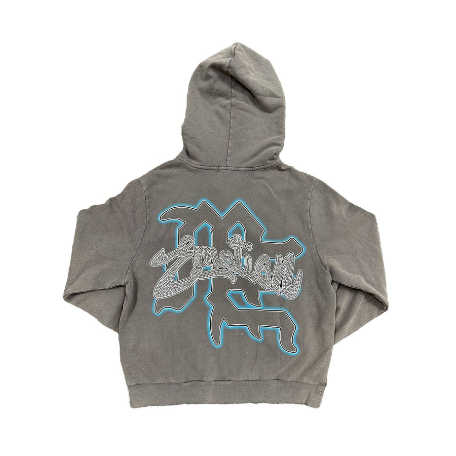 Mixed Emotion Rhinestone Hoodie (Grey)