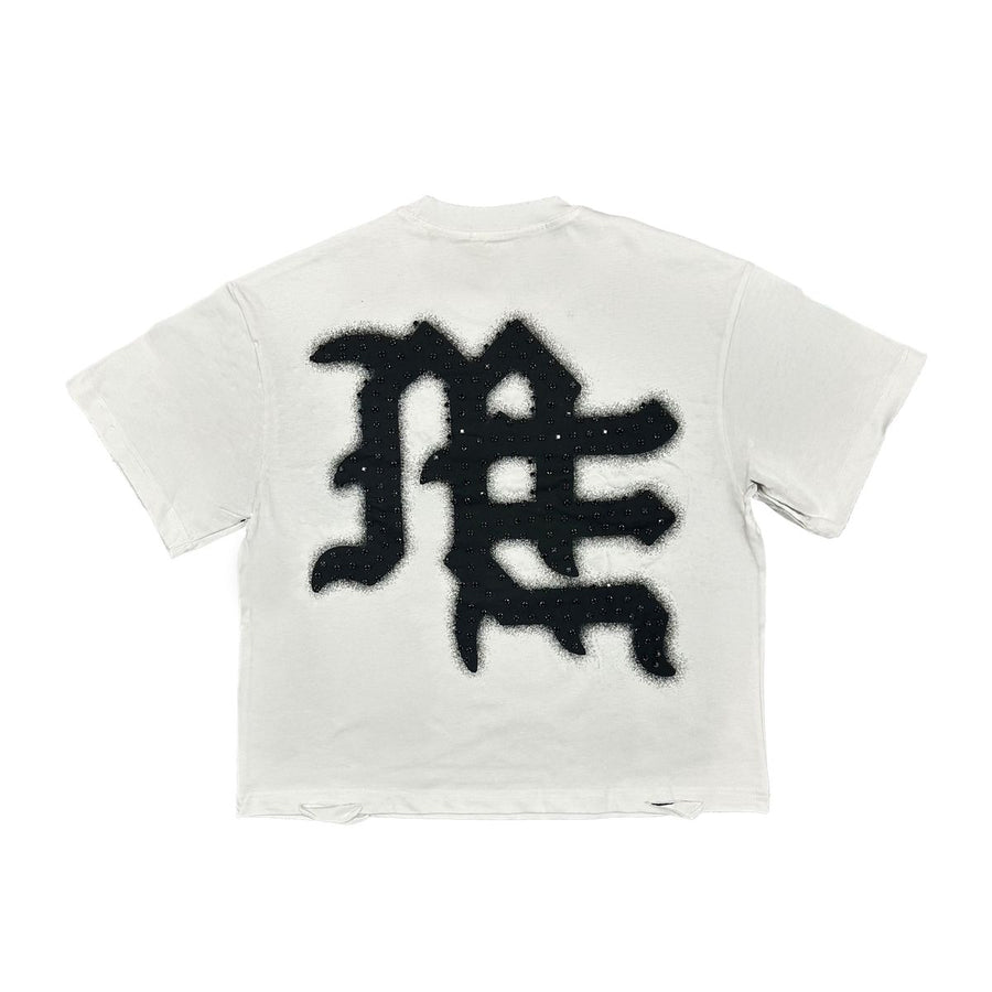 Mixed Emotion White End Rhinestone T-Shirt