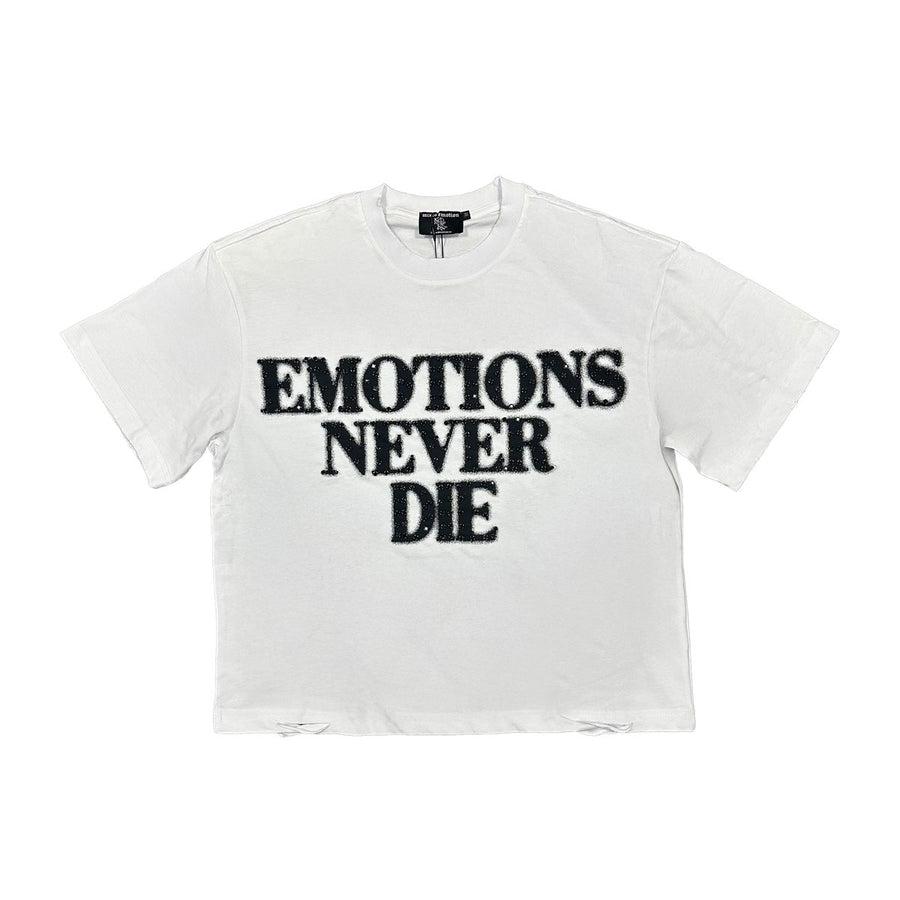 Mixed Emotion White End Rhinestone T-Shirt