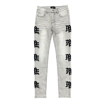 Mixed Emotion Monogram Denim (Grey Wash)
