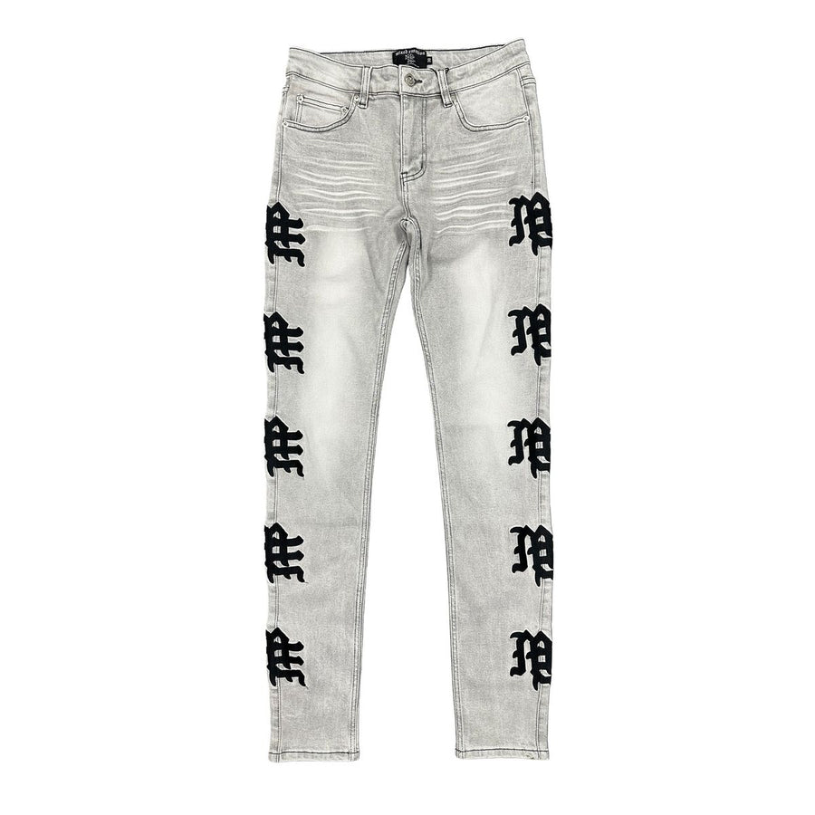 Mixed Emotion Monogram Denim (Grey Wash)