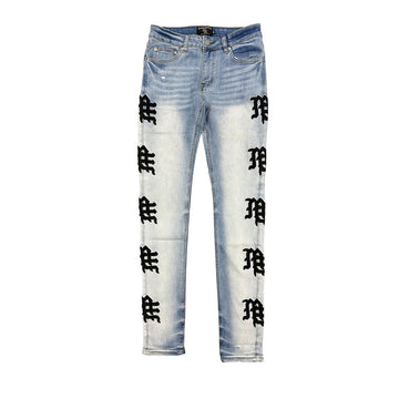 Mixed Emotion Monogram Denim (Light Blue Wash)