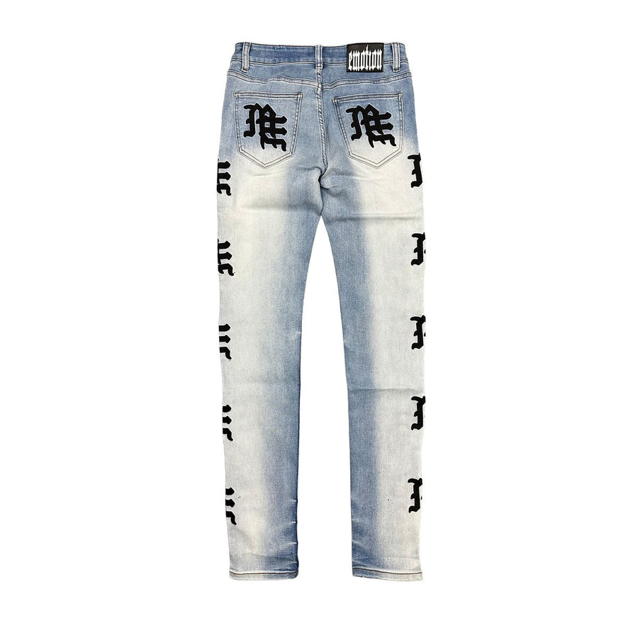 Mixed Emotion Monogram Denim (Light Blue Wash)