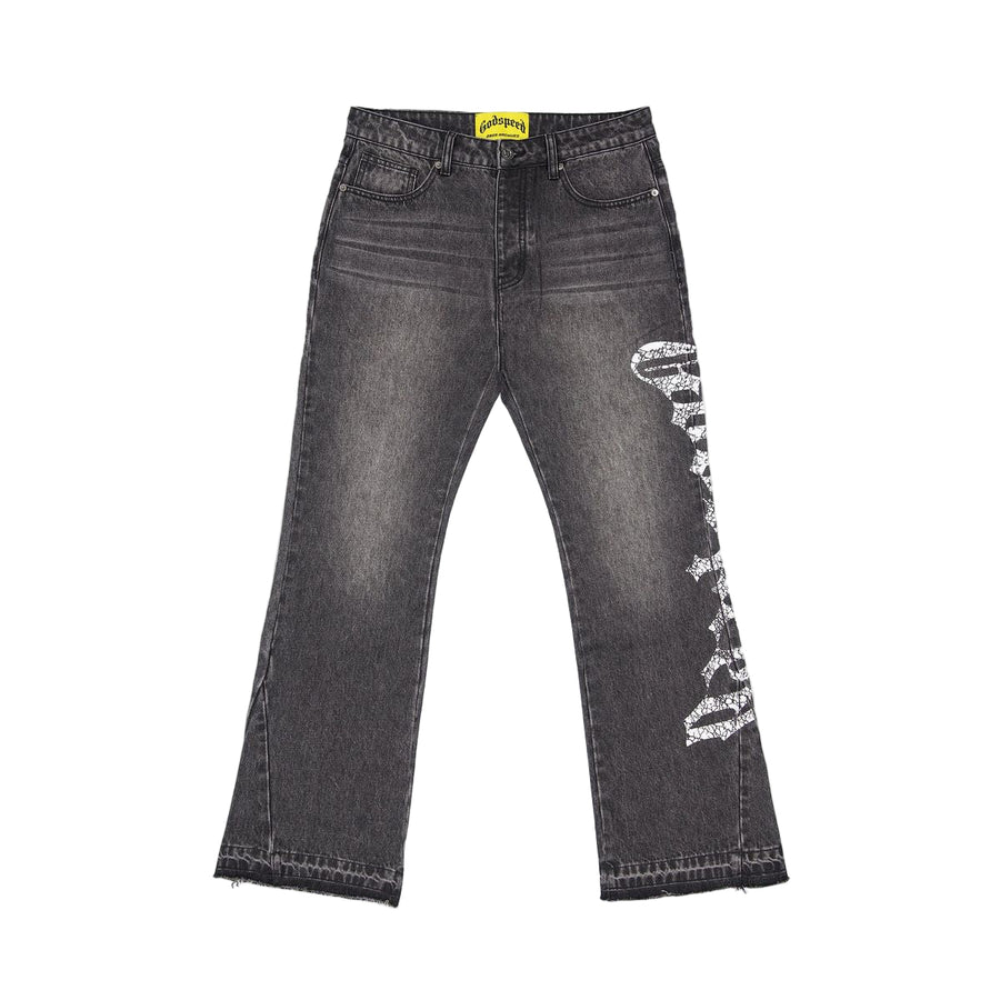 Godspeed OG Logo Flared Denim (Grey Wash)