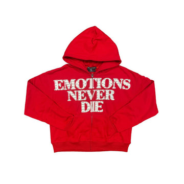 Mixed Emotion End Rhinestone Hoodie (Red)