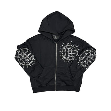 Mixed Emotion Eclipse Rhinestone Hoodie (Black)