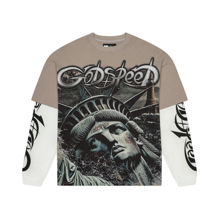 Godspeed Sunken Liberty 2 Layered T-Shirt (Stone Grey)