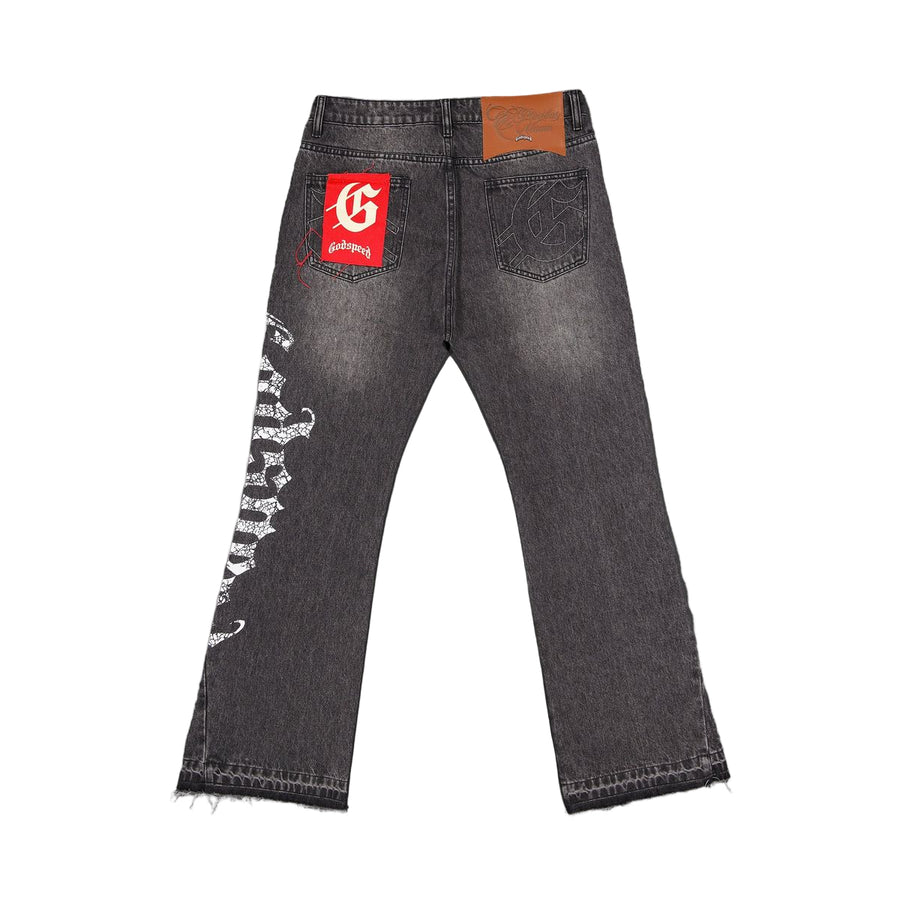 Godspeed OG Logo Flared Denim (Grey Wash)