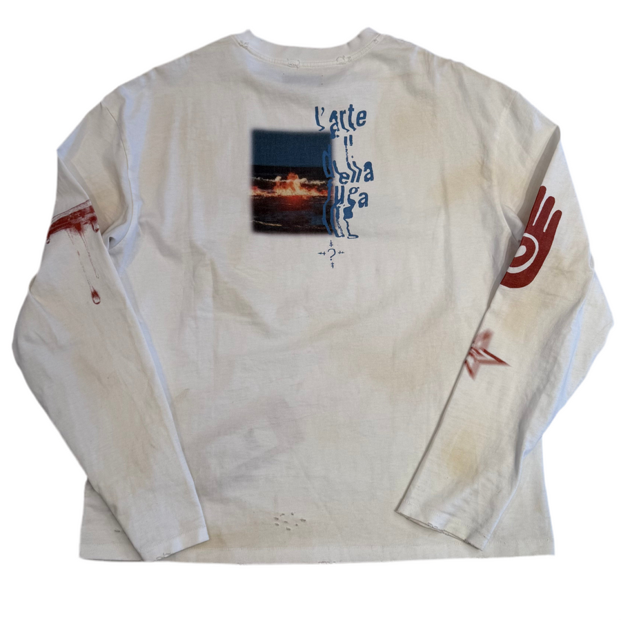 BIRTH OF ROYAL CHILD SUNSET PRINTED LS T-SHIRT IN WHITE [USED L]