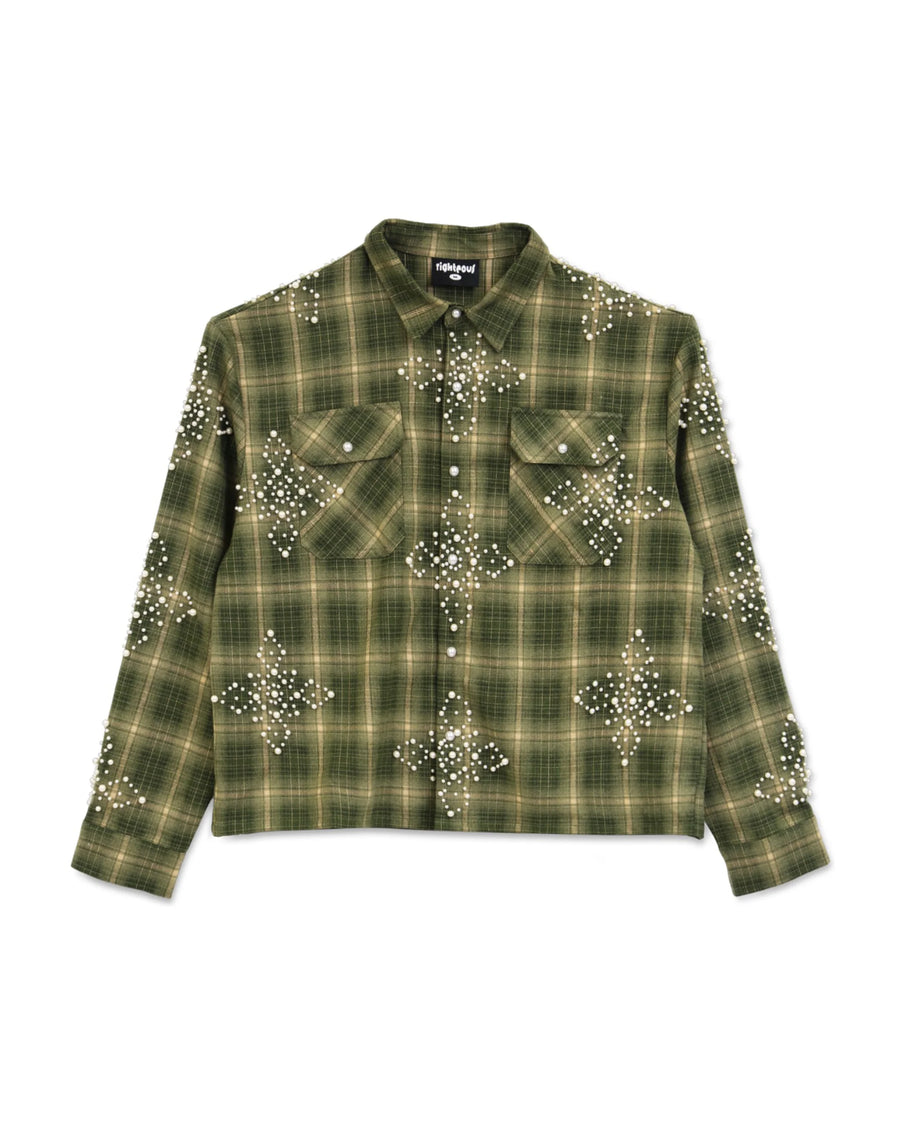 Righteous Pearl Logo Flannel (Moss)