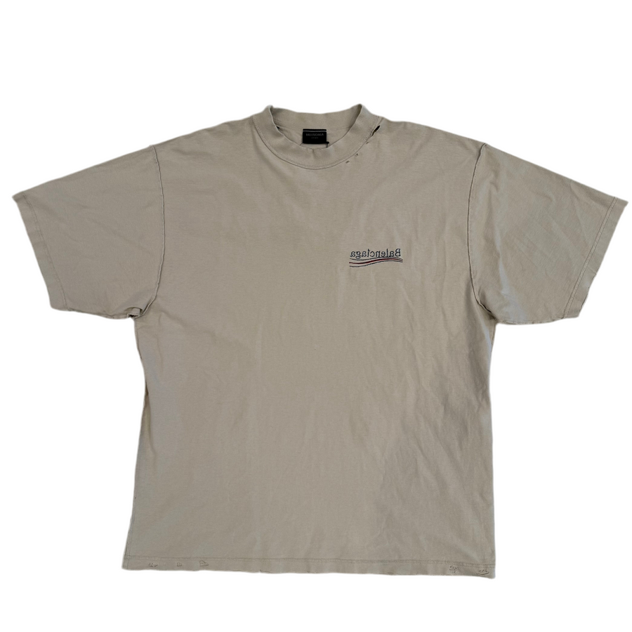 Balenciaga Inside-Out Political Campaign Tee (Beige)
