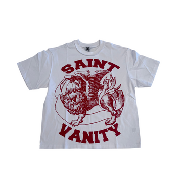 Saint Vanity White Burgundy Griffin Tee