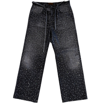 BIRTH OF ROYAL CHILD 3D PRINTING WASHED 20K SWAROVSKI DIAMOND BORO DENIM IN BLACK [USED XL]