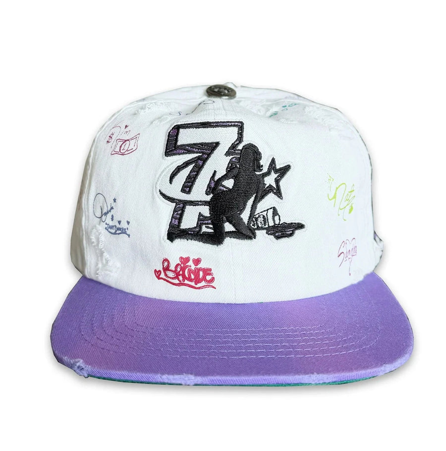 Triple Sevens Trap Logo Snapback (White)