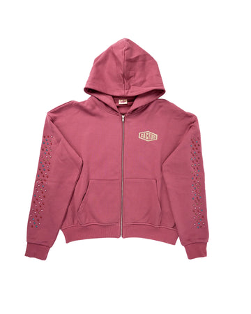 AZVA Crystal Cactus Zip Hoodie (Raspberry)