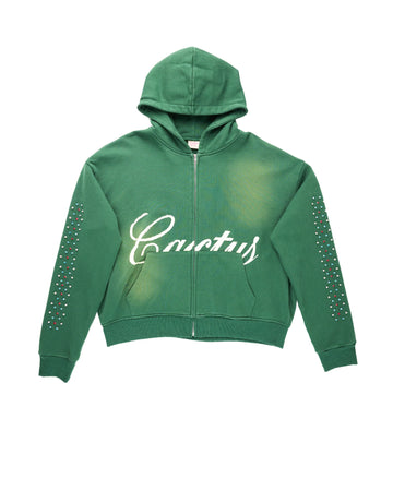 AZVA Hidden Crystal Zip Hoodie (Green)