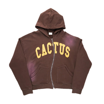 AZVA Crooked Cactus Zip Hoodie (Brown)