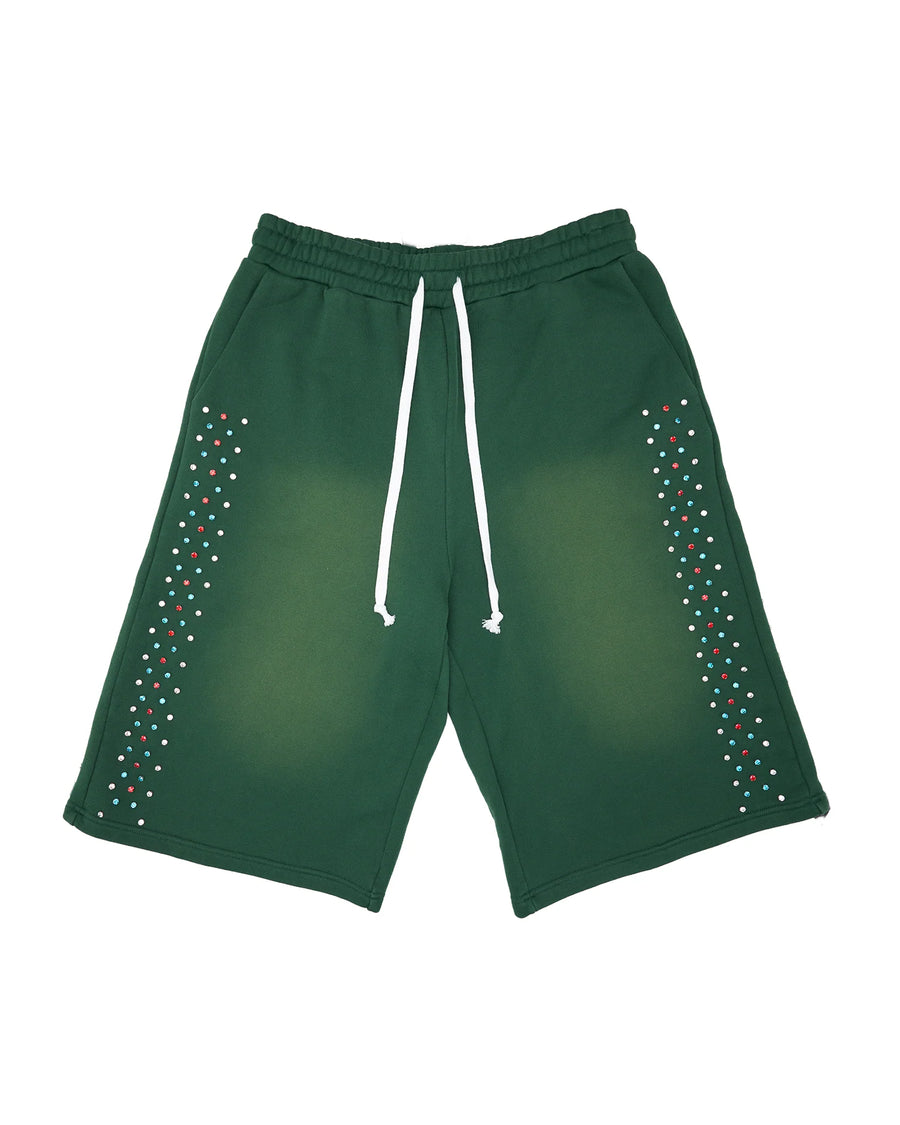 AZVA Hidden Crystal Sweat Shorts (Green)