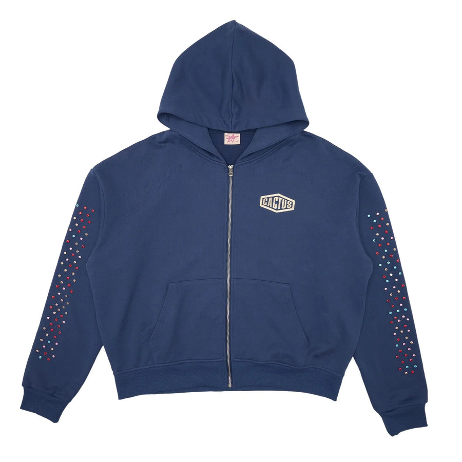 AZVA Crystal Cactus Zip Hoodie (Navy)