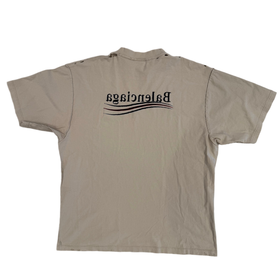 Balenciaga Inside-Out Political Campaign Tee (Beige)