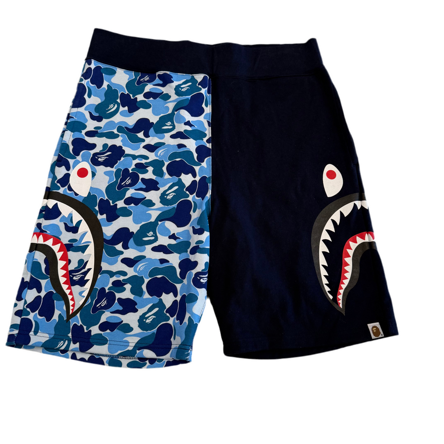 BAPE ABC Blue Side Shark Sweat Shorts 