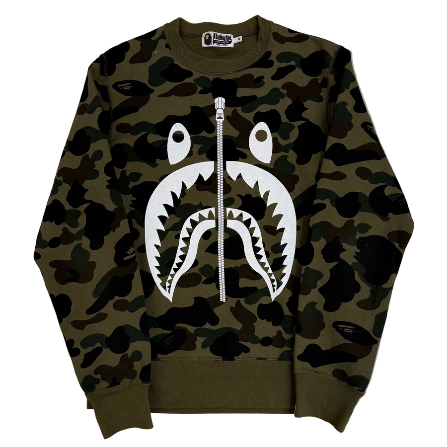 BF | BAPE 1ST CAMO SHARK CREWNECK SWEATSHIRT 