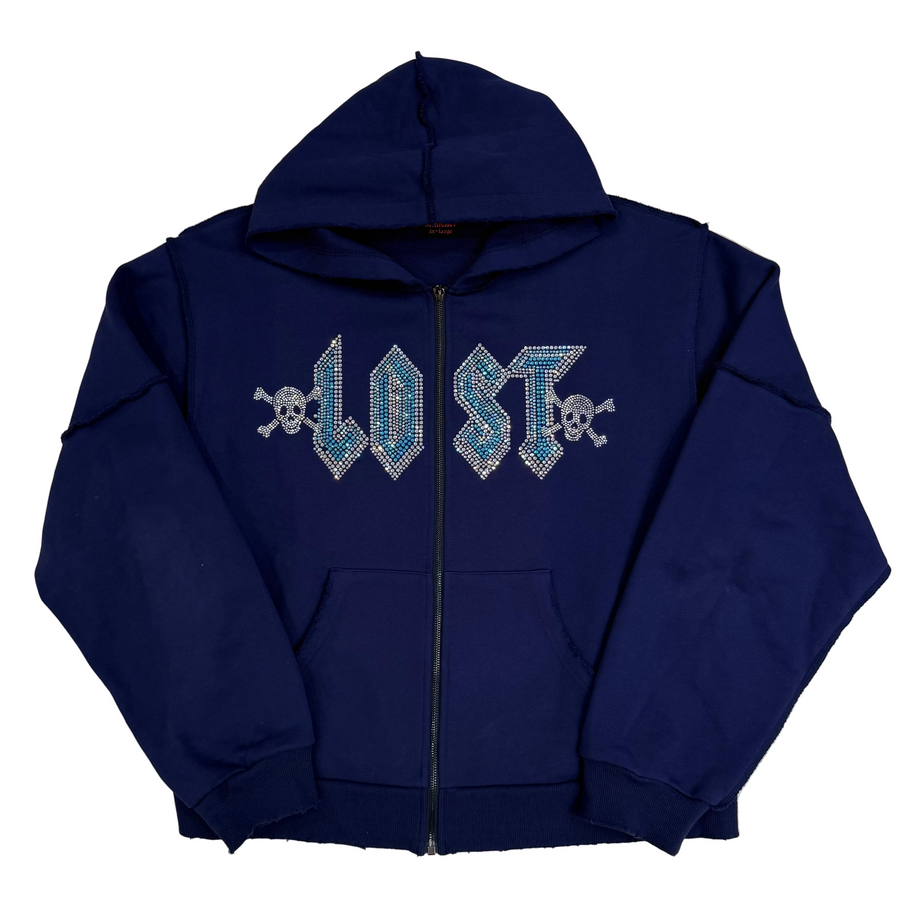 BF | Lost Intricacy Navy Carolina Rhinestone Zip [USED XXL]