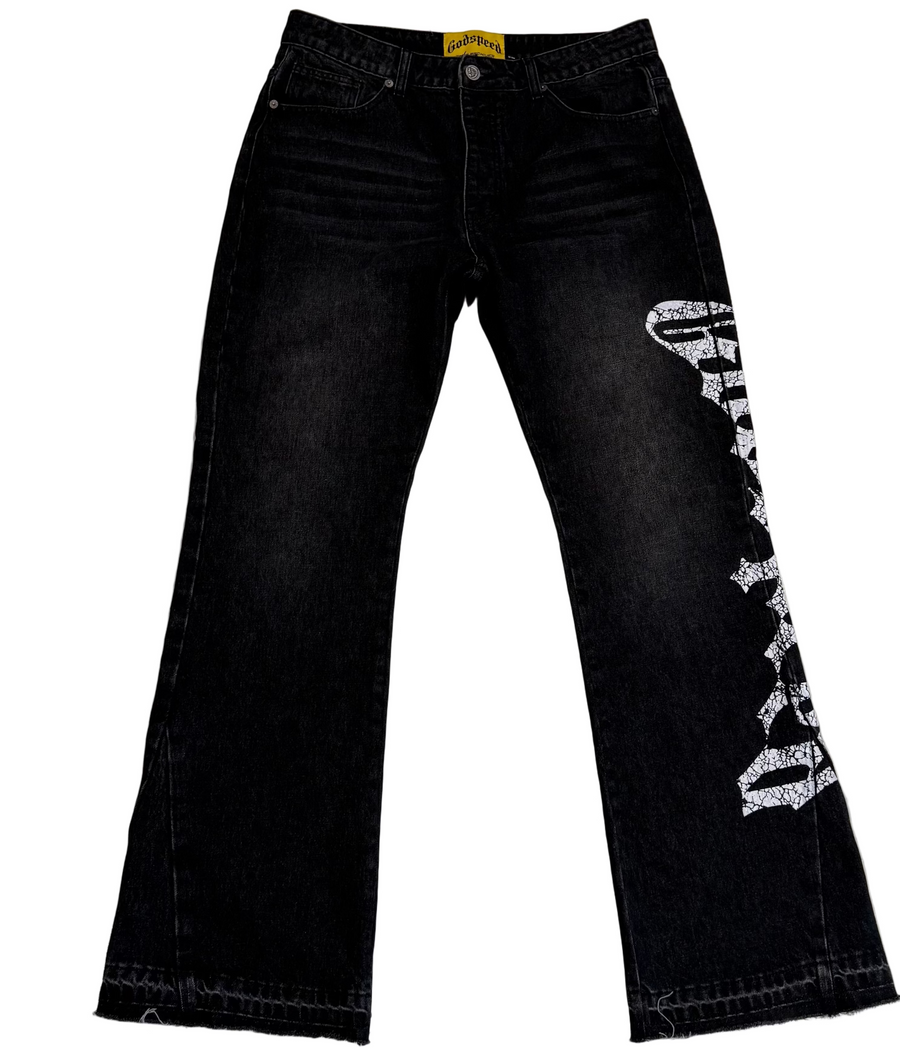 BF | Godspeed OG Logo Flared Denim (Grey Wash) [USED 32W]