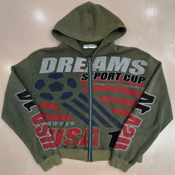 VALE FOREVER USA14 GREEN THERMAL ZIP UP HOODIE [USED XL]