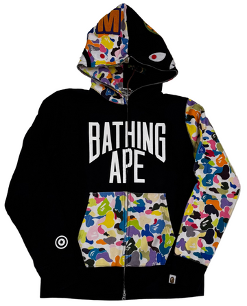 BF | Bape Multi Camo NYC Logo Shark Full Zip Hoodie 