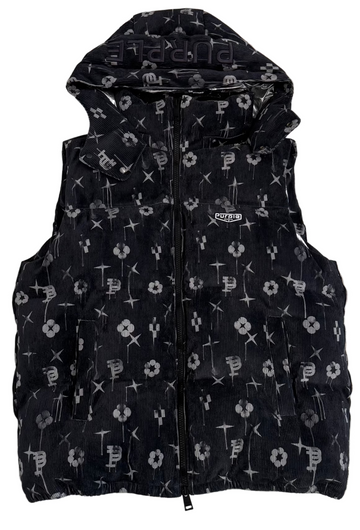 BF | Purple Brand Printed Corduroy AOP Puffer Jacket 