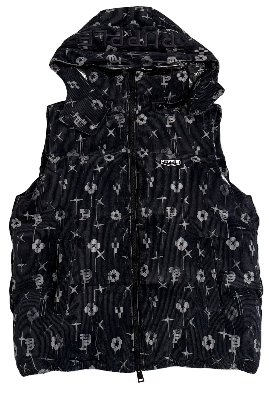 BF | Purple Brand Printed Corduroy AOP Puffer Jacket 