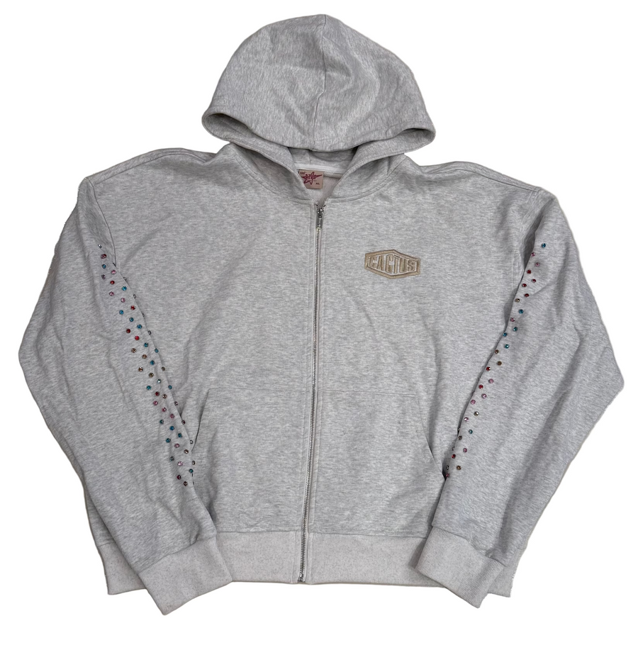 BF | AZVA Crystal Cactus Zip Hoodie (Grey) [USED XL]