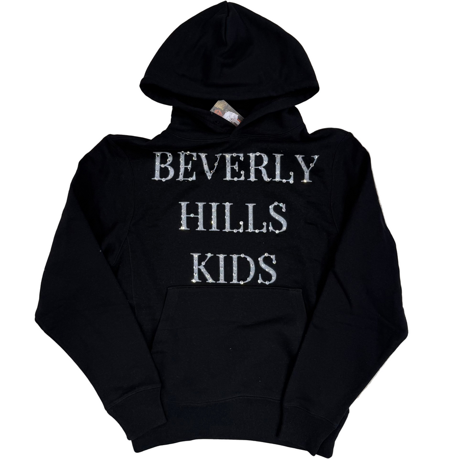 Amis Et Fleurs Beverly Hills Kids Rhinestone Hoodie (Black)