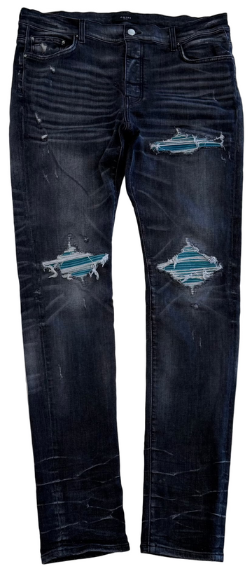 BF | Amiri MX1 Teal Suede Patch Jeans Storm Grey [USED 38W]