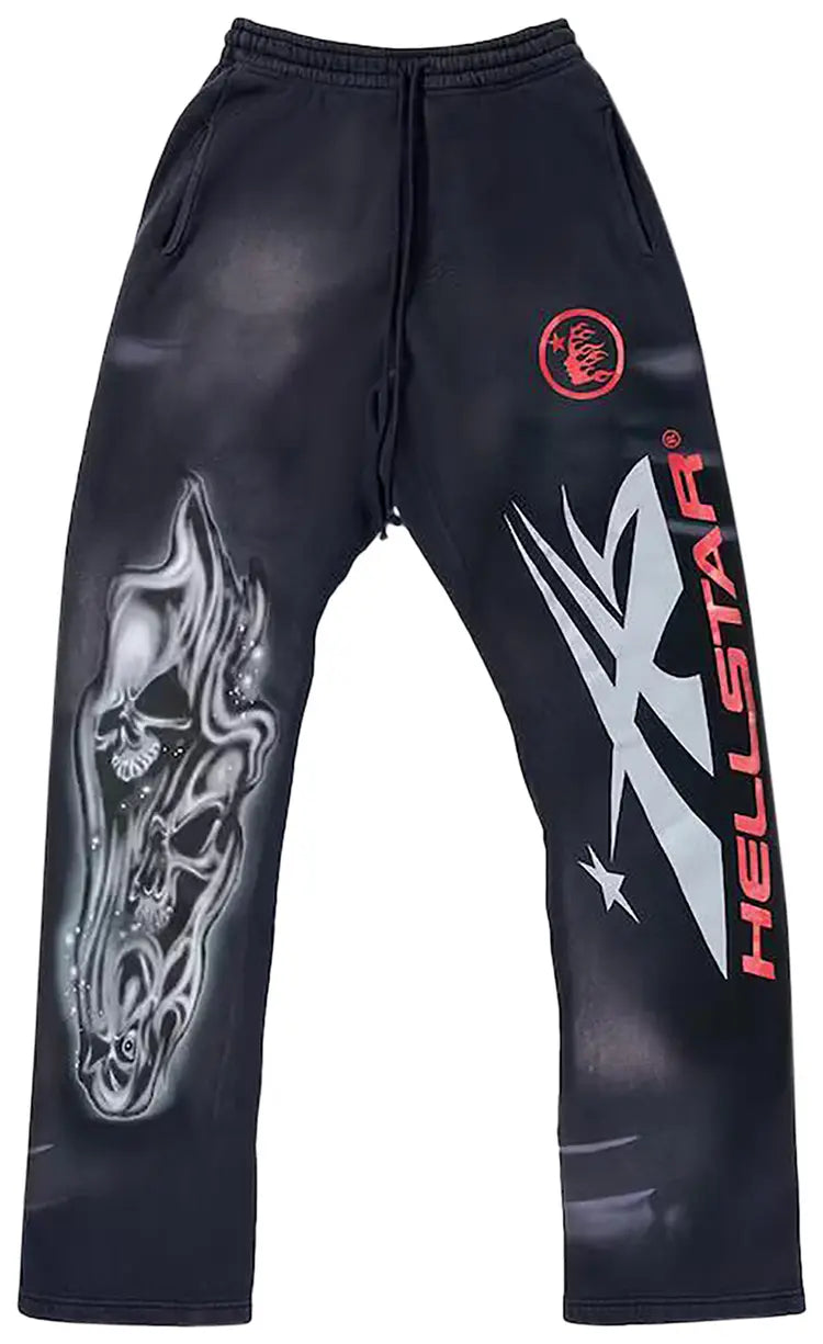 Hellstar Studios Airbrushed Skull Flare Sweatpants