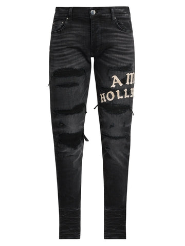 Amiri Hollywood Applique Thrasher Repaired Skinny Jeans