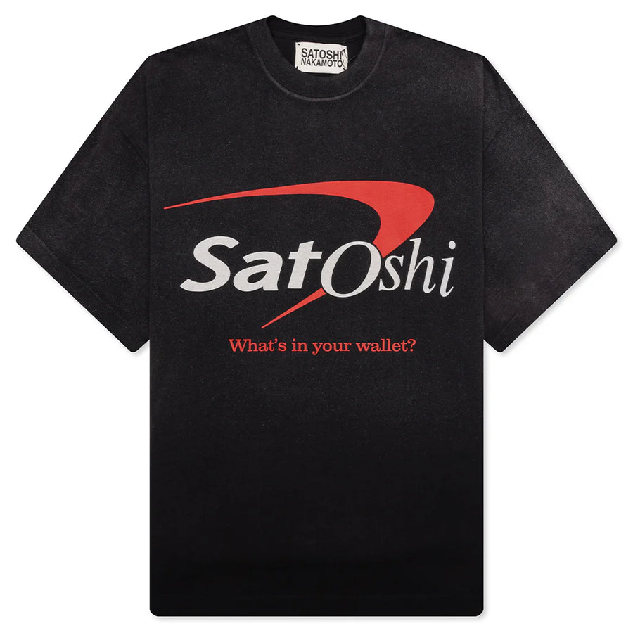 Satoshi Nakamoto Bank Of Satoshi Tee In Washed Black
