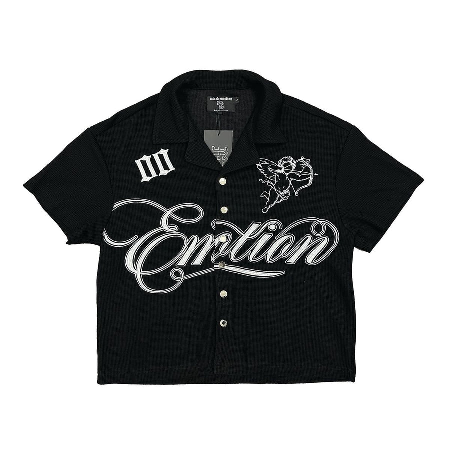 Mixed Emotion Black Signature Button Up