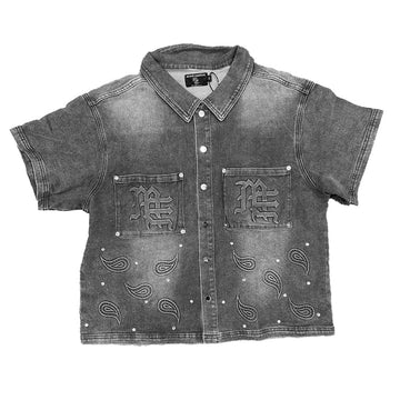 Mixed Emotion Paisley Denim Black Shirt
