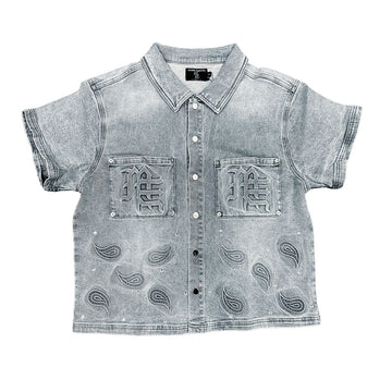 Mixed Emotion Paisley Denim Blue Shirt